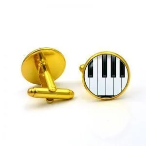 Запонки Клавиатура фортепиано. Цвет золото.