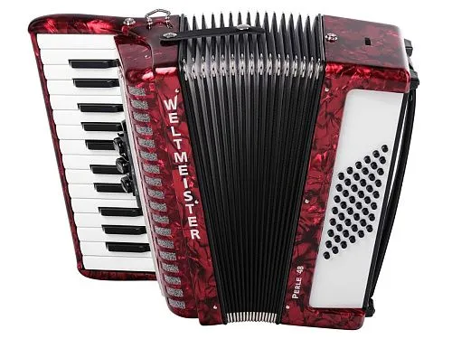 Weltmeister Perle-II-48/26-RD Perle Аккордеон 26/48/II/3, красный, с ремнями и футляром.