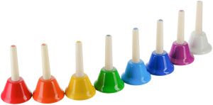 Fleet HB8 Восемь цветных колокольчиков с язычками на ручках.