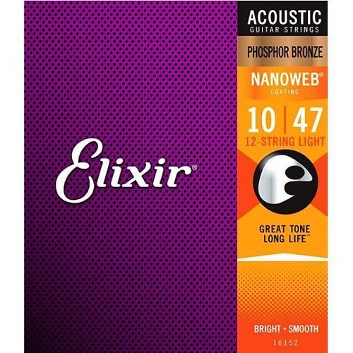 Elixir 16152 Nanoweb (10-47) Комплект струн для 12-струнной акустической гитары.